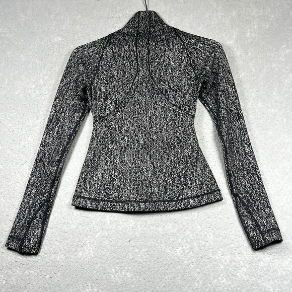 Lululemon Define Jacket Womens Size 2 Coco Pique Black White Full Zip Logo - Picture 9 of 12